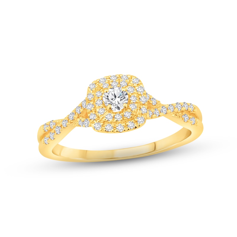 Diamond Engagement Ring 3/8 ct tw Round-cut 10K Yellow Gold with 360