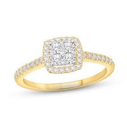 Now + Forever Multi-Diamond Engagement Ring 1/2 ct tw Round-cut 10K Two-Tone Gold