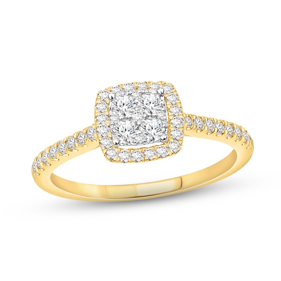 Now + Forever Multi-Diamond Engagement Ring 1/2 ct tw Round-cut 10K Two-Tone Gold
