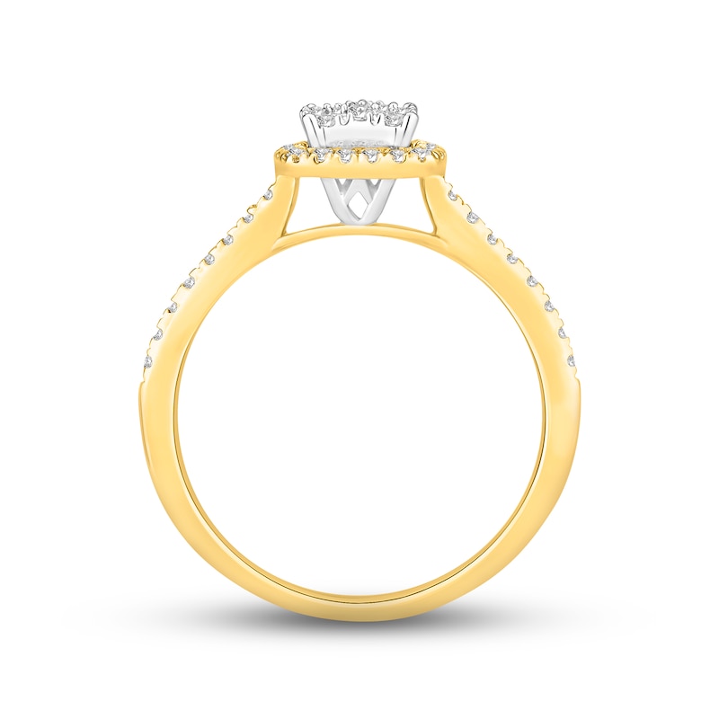 Main Image 3 of Now + Forever Multi-Diamond Engagement Ring 1/2 ct tw Round-cut 10K Two-Tone Gold