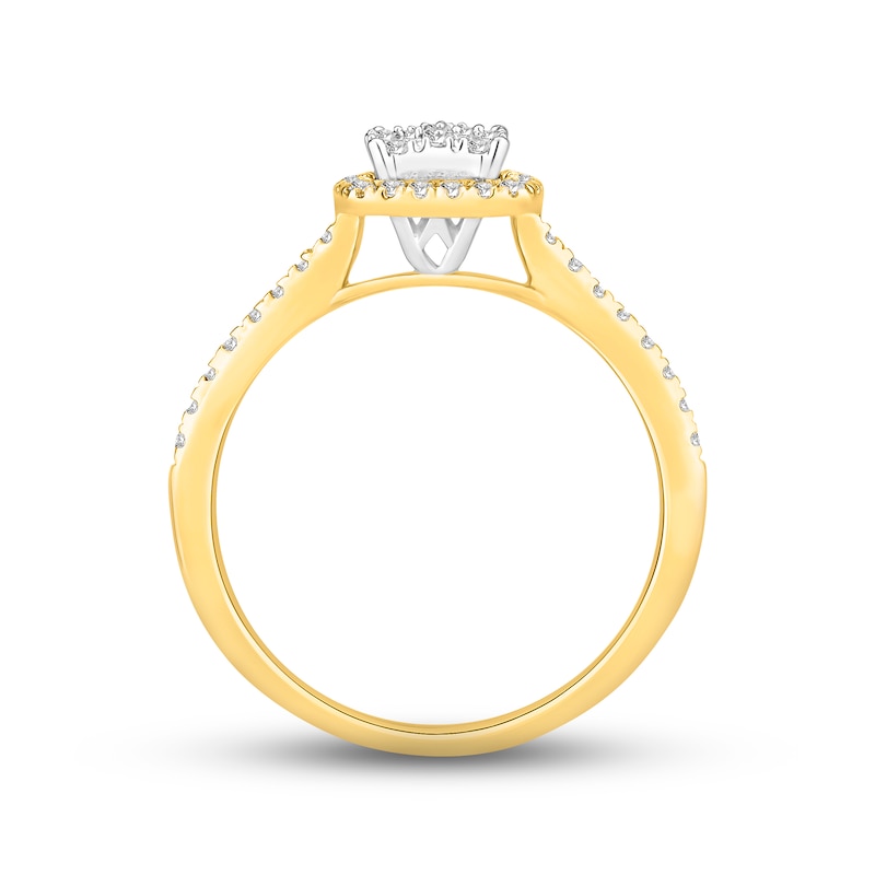 Multi-Diamond Engagement Ring 1/2 ct tw Round-cut 10K Two-Tone Gold