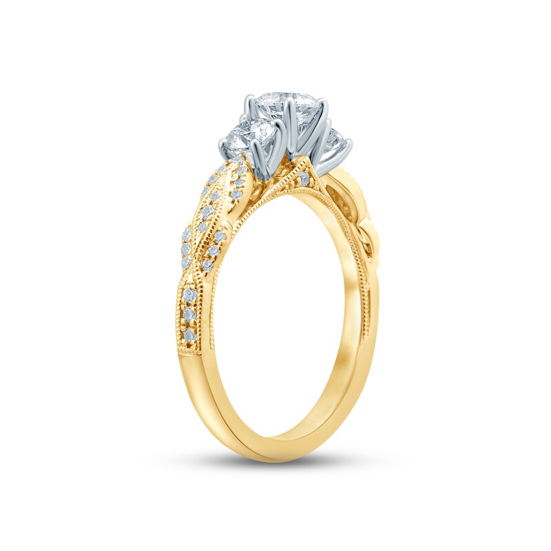 Diamond Three-Stone Engagement Ring 1 ct tw Round-cut 14K Two-Tone Gold