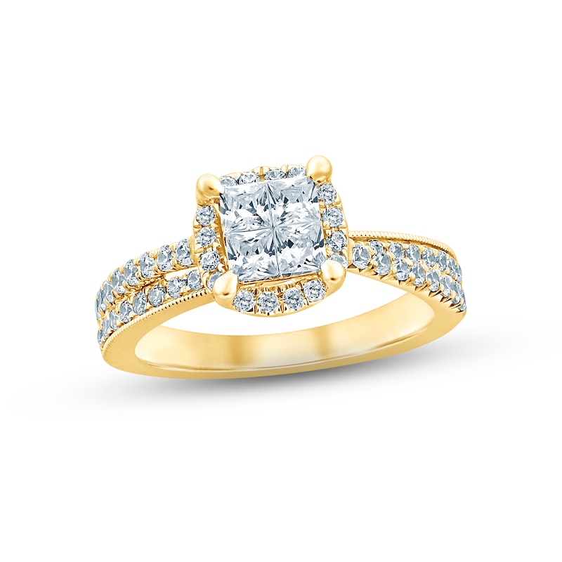 Main Image 1 of Now + Forever Multi-Diamond Engagement Ring 1 ct tw Princess & Round-cut 14K Yellow Gold