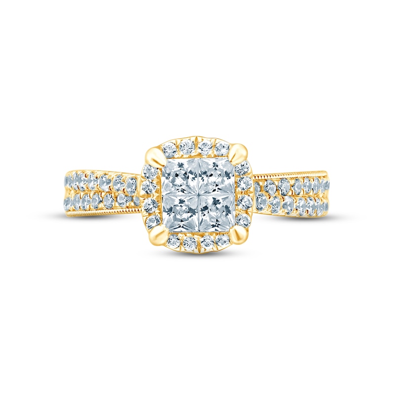 Main Image 3 of Now + Forever Multi-Diamond Engagement Ring 1 ct tw Princess & Round-cut 14K Yellow Gold
