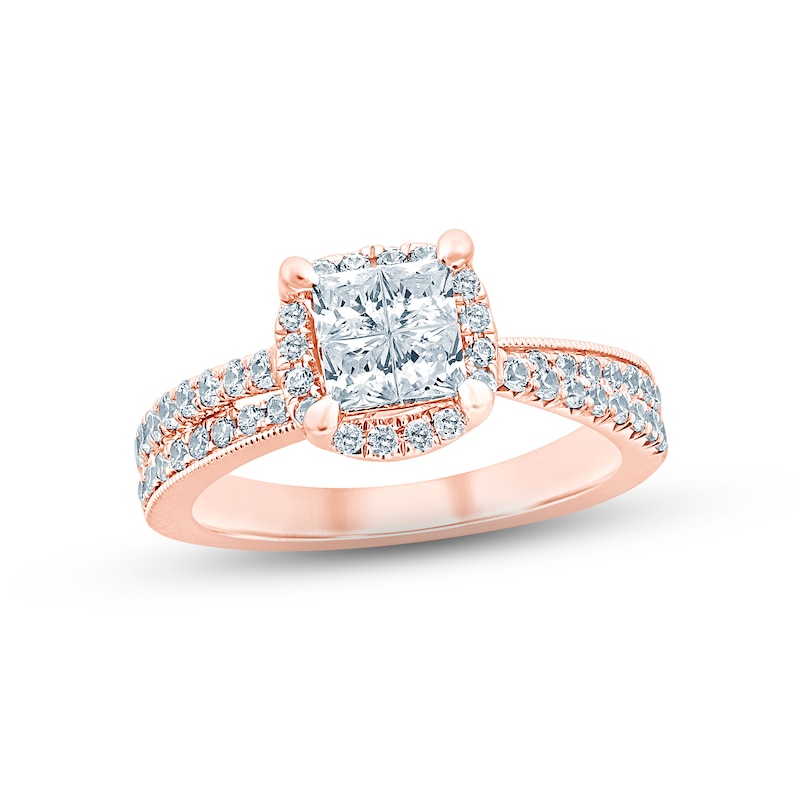 Main Image 1 of Now + Forever Multi-Diamond Engagement Ring 1 ct tw Princess & Round-cut 14K Rose Gold