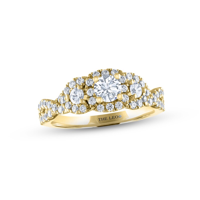 THE LEO Diamond Three-Stone Engagement Ring 1 ct tw Round-cut 14K Yellow Gold