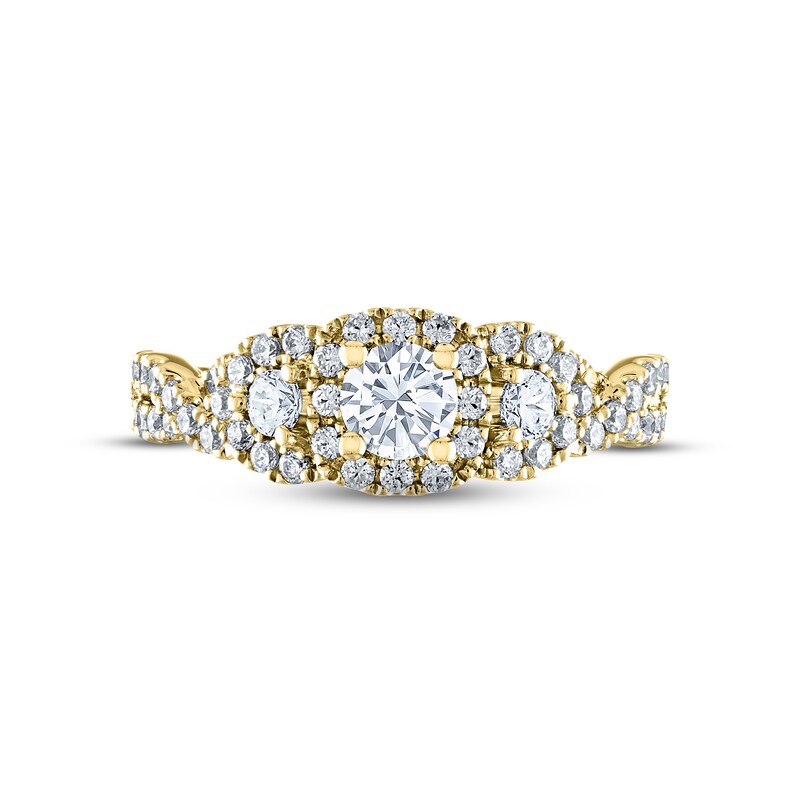 THE LEO Diamond Three-Stone Engagement Ring 1 ct tw Round-cut 14K Yellow Gold