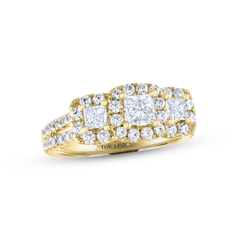 Main Image 1 of THE LEO Diamond Three-Stone Engagement Ring 1-1/3 ct tw Princess & Round-cut 14K Yellow Gold