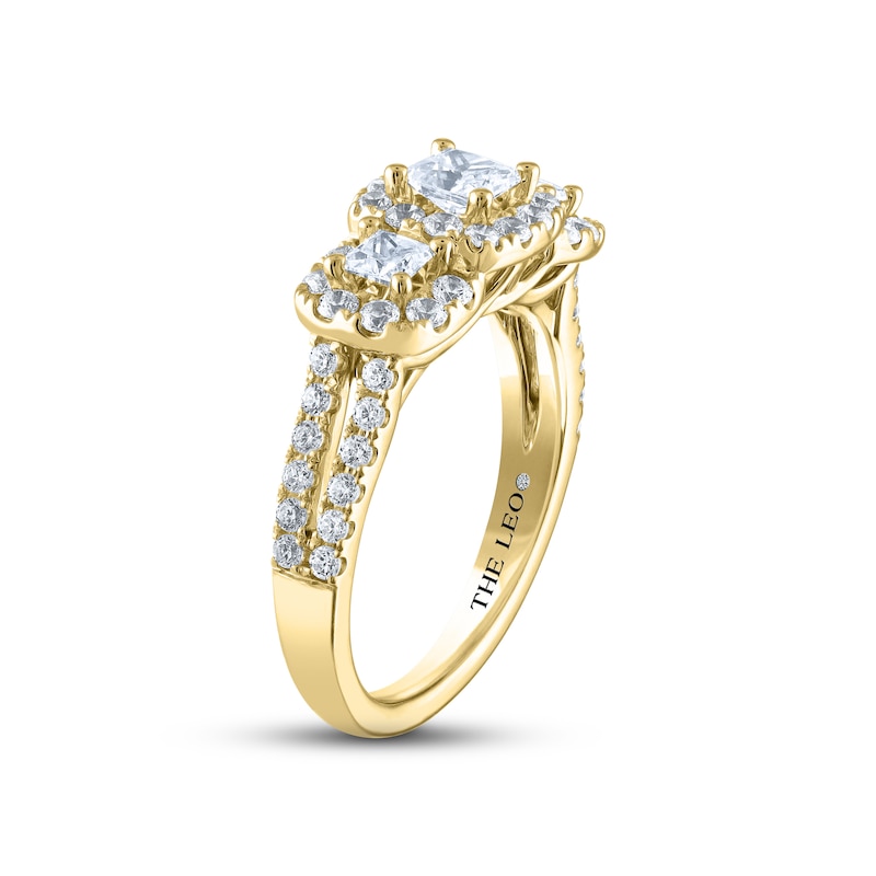 Main Image 2 of THE LEO Diamond Three-Stone Engagement Ring 1-1/3 ct tw Princess & Round-cut 14K Yellow Gold