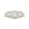 Thumbnail Image 3 of THE LEO Diamond Three-Stone Engagement Ring 1-1/3 ct tw Princess & Round-cut 14K Yellow Gold