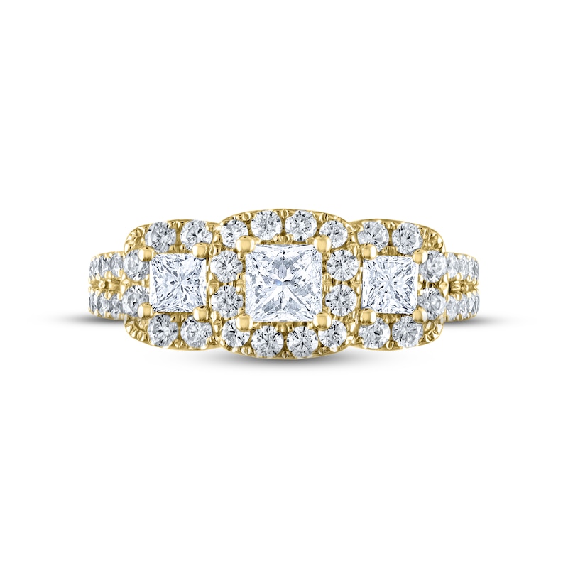 THE LEO Diamond Three-Stone Engagement Ring 1-1/3 ct tw Princess & Round-cut 14K Yellow Gold