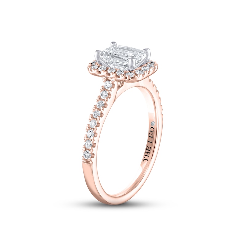 Main Image 2 of THE LEO Diamond Engagement Ring 1-1/4 ct tw Emerald & Round-cut 14K Two-Tone Gold