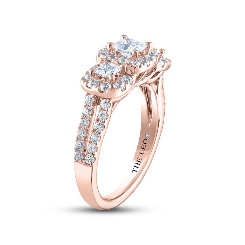 Main Image 2 of THE LEO Diamond Three-Stone Engagement Ring 1-1/3 ct tw Princess & Round-cut 14K Rose Gold