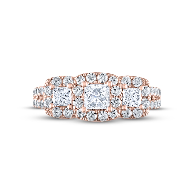 THE LEO Diamond Three-Stone Engagement Ring 1-1/3 ct tw Princess & Round-cut 14K Rose Gold