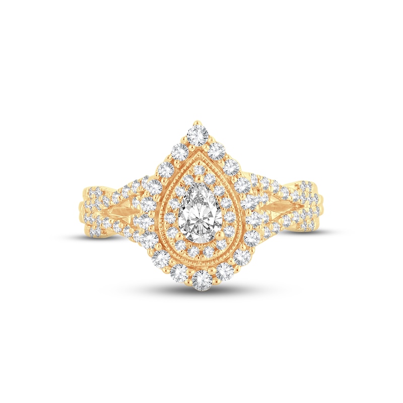 Main Image 3 of Now + Forever Diamond Engagement Ring 3/4 ct tw Pear & Round-cut 14K Yellow Gold