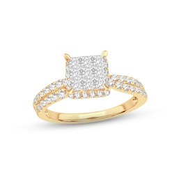 Now + Forever Multi-Diamond Engagement Ring 1 ct tw Princess & Round-cut 14K Yellow Gold