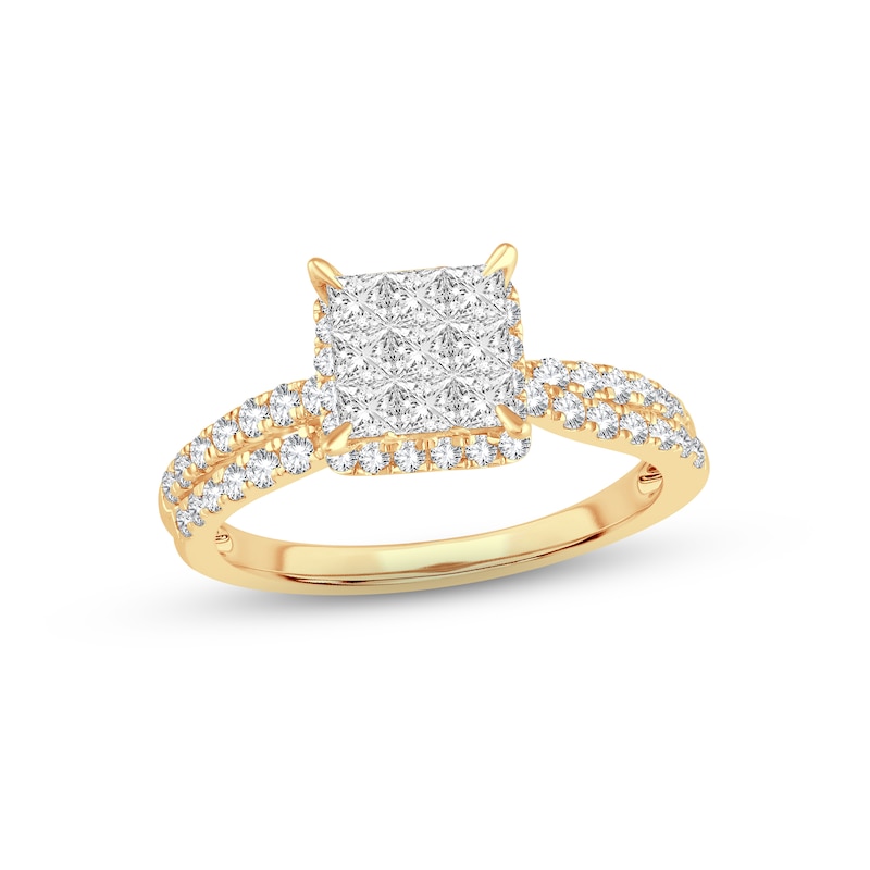 Main Image 1 of Now + Forever Multi-Diamond Engagement Ring 1 ct tw Princess & Round-cut 14K Yellow Gold