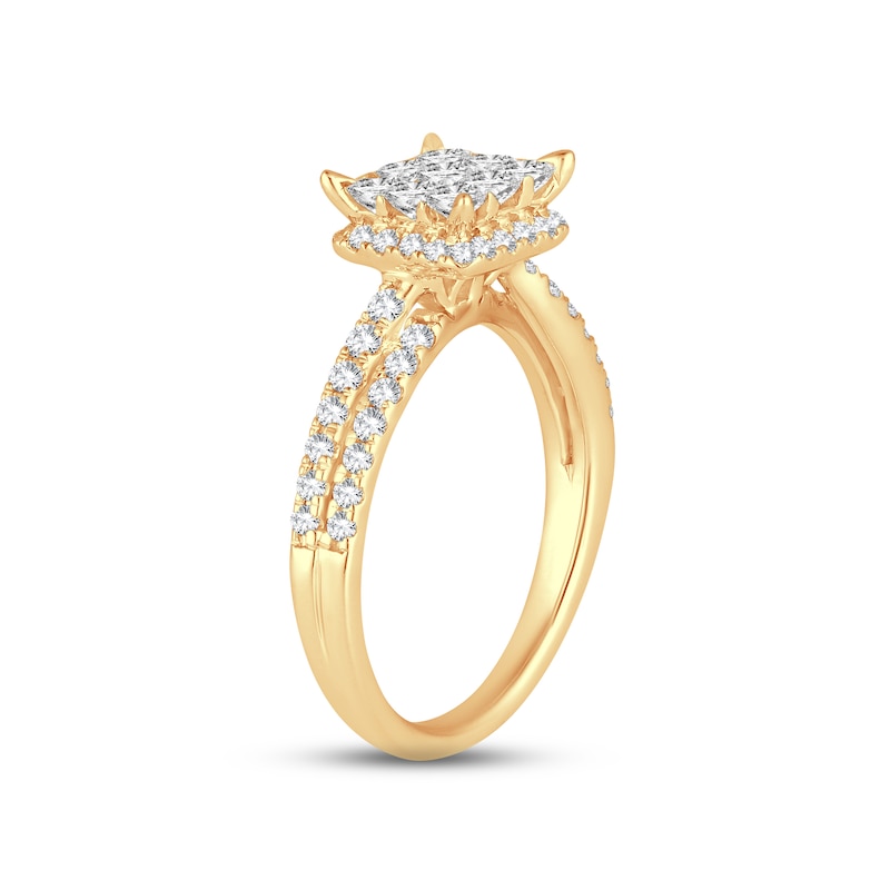 Main Image 2 of Now + Forever Multi-Diamond Engagement Ring 1 ct tw Princess & Round-cut 14K Yellow Gold