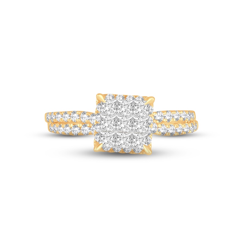 Main Image 3 of Now + Forever Multi-Diamond Engagement Ring 1 ct tw Princess & Round-cut 14K Yellow Gold