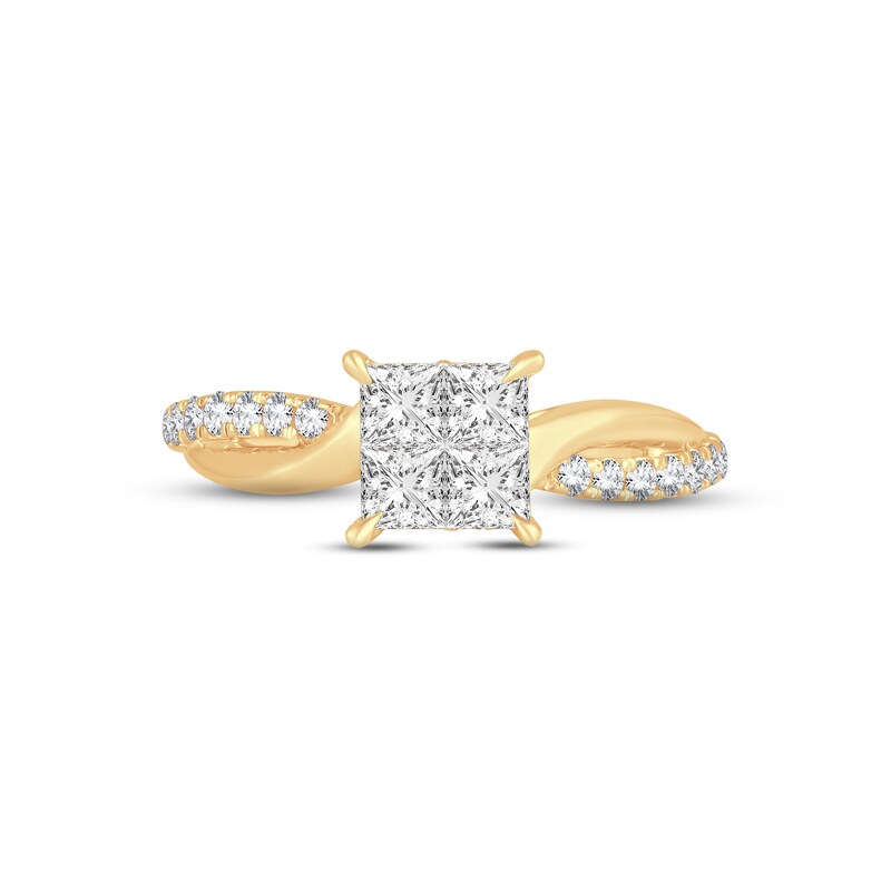 Main Image 3 of Now + Forever Multi-Diamond Engagement Ring 1 ct tw Princess & Round-cut 14K Yellow Gold