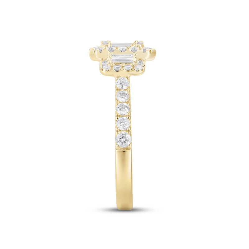 Main Image 2 of Memories Moments Magic Multi-Diamond Engagement Ring 1 ct tw Baguette & Round-cut 14K Yellow Gold