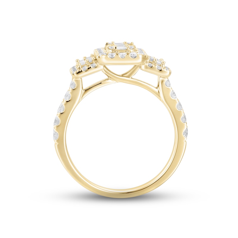 Main Image 3 of Memories Moments Magic Multi-Diamond Engagement Ring 1 ct tw Baguette & Round-cut 14K Yellow Gold