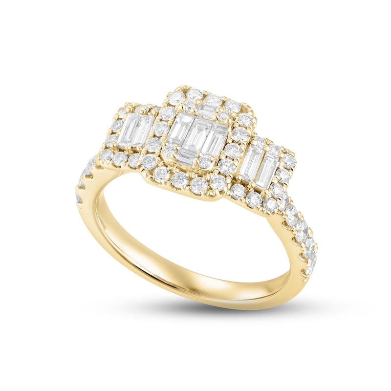 Main Image 4 of Memories Moments Magic Multi-Diamond Engagement Ring 1 ct tw Baguette & Round-cut 14K Yellow Gold