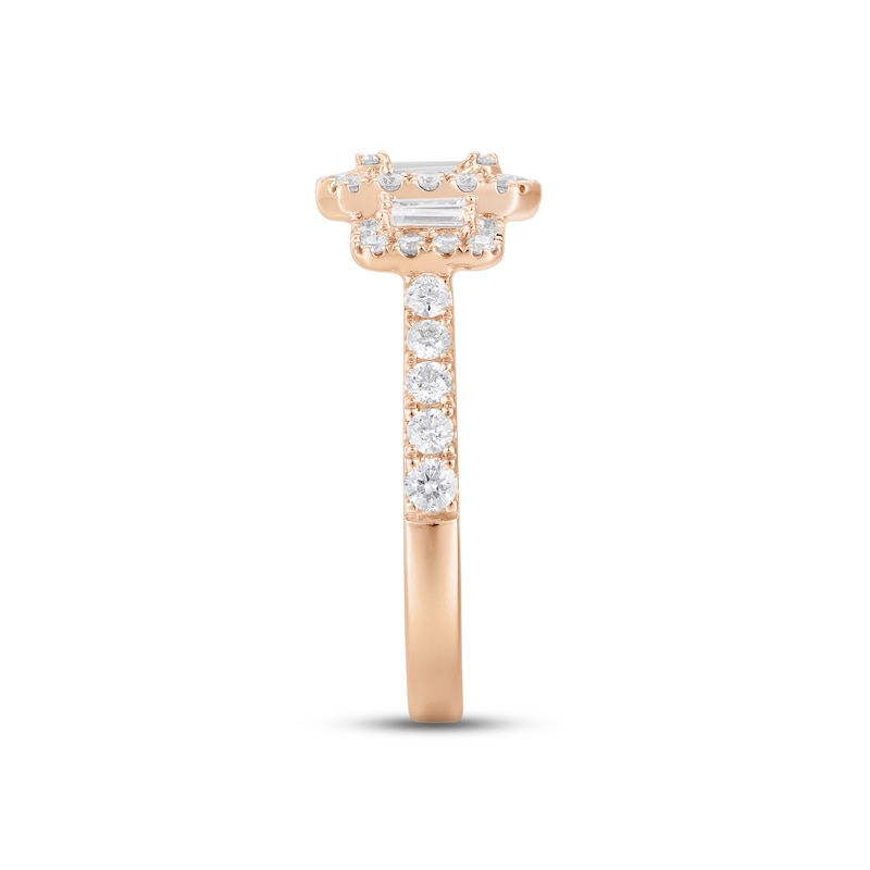 Main Image 2 of Memories Moments Magic Multi-Diamond Engagement Ring 1 ct tw Baguette & Round-cut 14K Rose Gold