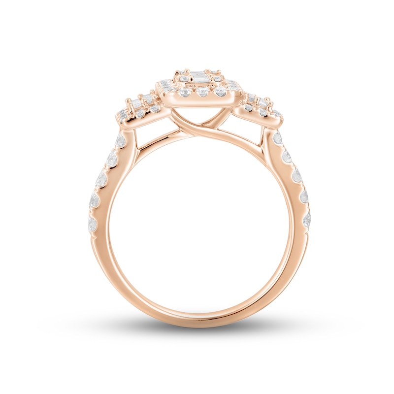 Multi-Diamond Engagement Ring 1 ct tw Baguette & Round-cut 14K Rose Gold