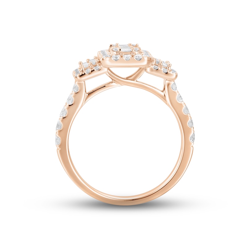 Main Image 3 of Memories Moments Magic Multi-Diamond Engagement Ring 1 ct tw Baguette & Round-cut 14K Rose Gold