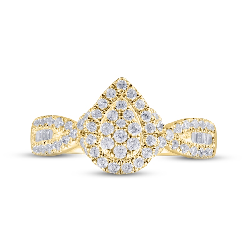 Main Image 1 of Now + Forever Multi-Diamond Engagement Ring 5/8 ct tw Round & Baguette-cut 14K Yellow Gold