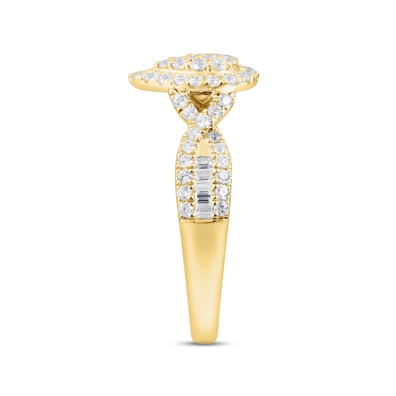 Main Image 2 of Now + Forever Multi-Diamond Engagement Ring 5/8 ct tw Round & Baguette-cut 14K Yellow Gold