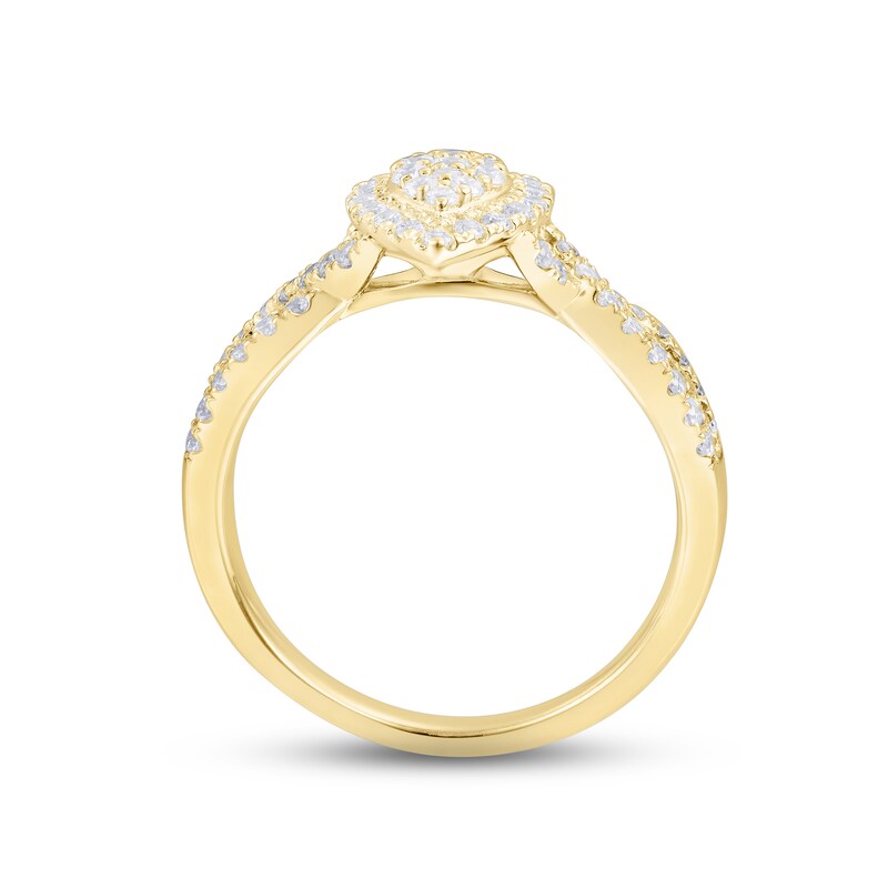 Main Image 3 of Now + Forever Multi-Diamond Engagement Ring 5/8 ct tw Round & Baguette-cut 14K Yellow Gold