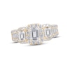 Diamond Three-Stone Engagement Ring 1-3/4 ct tw Emerald, Round & Baguette-cut 14K Yellow Gold