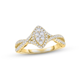 Now + Forever Multi-Diamond Engagement Ring 1/2 ct tw Round-cut 14K Yellow Gold