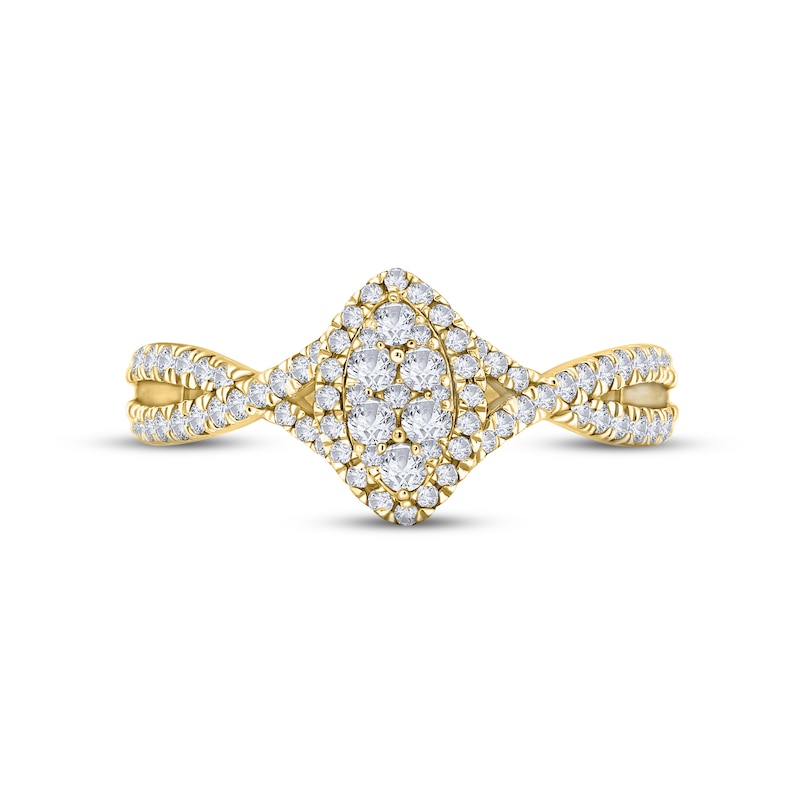 Main Image 3 of Now + Forever Multi-Diamond Engagement Ring 1/2 ct tw Round-cut 14K Yellow Gold