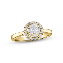 Now + Forever Multi-Diamond Engagement Ring 3/8 ct tw Round-cut 14K Yellow Gold