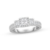 Thumbnail Image 1 of Memories Moments Magic Diamond Three-Stone Engagement Ring 1 ct tw Princess & Round-cut 14K White Gold
