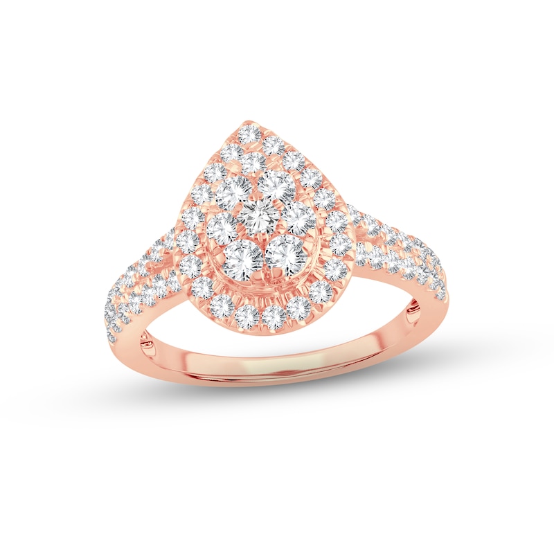 Multi-Diamond Engagement Ring 1 ct tw Round-cut 14K Rose Gold