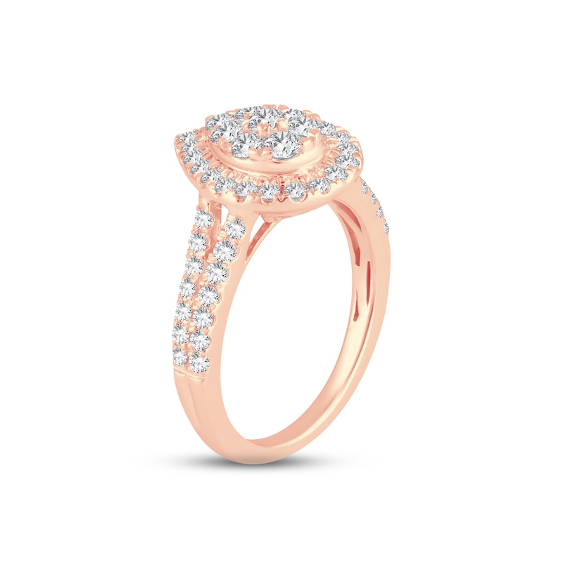 Multi-Diamond Engagement Ring 1 ct tw Round-cut 14K Rose Gold