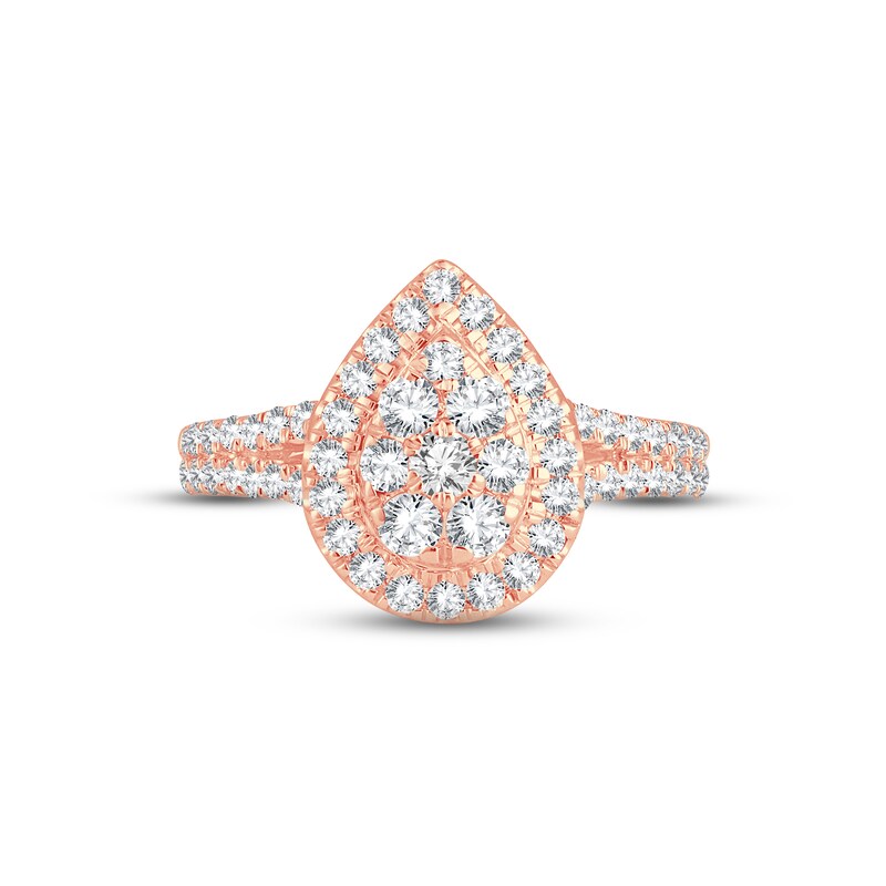 Multi-Diamond Engagement Ring 1 ct tw Round-cut 14K Rose Gold