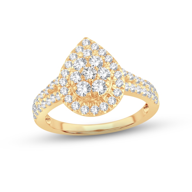 Main Image 1 of Now + Forever Multi-Diamond Engagement Ring 1 ct tw Round-cut 14K Yellow Gold