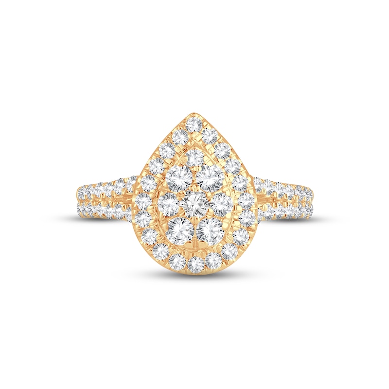 Main Image 3 of Now + Forever Multi-Diamond Engagement Ring 1 ct tw Round-cut 14K Yellow Gold