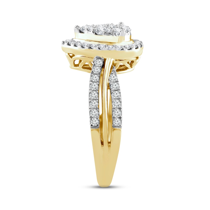 Multi-Diamond Engagement Ring 3/4 ct tw Round-cut 14K Yellow Gold
