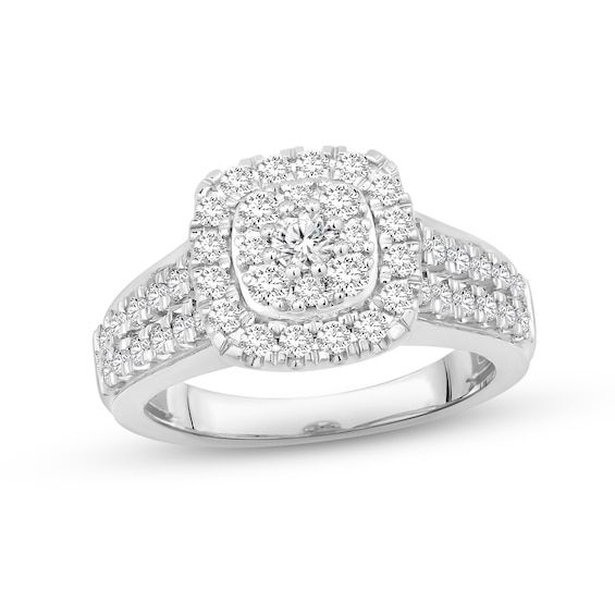 Multi-Diamond Engagement Ring 1 ct tw Round-cut 14K White Gold