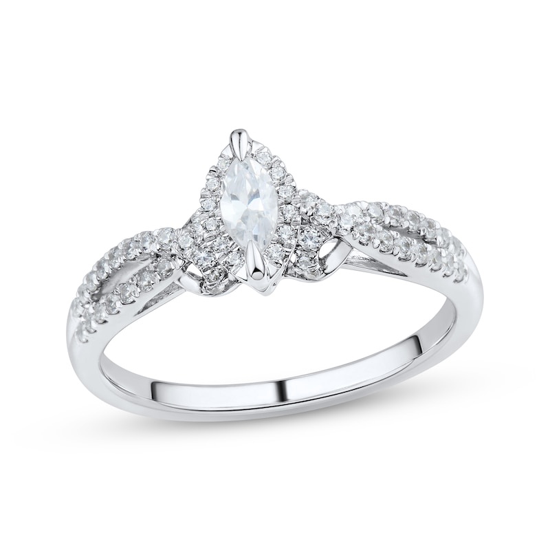 Main Image 1 of Now + Forever Diamond Engagement Ring 1/2 ct tw Marquise & Round-cut 14K White Gold
