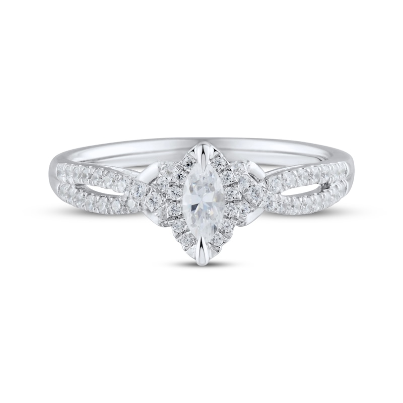 Main Image 3 of Now + Forever Diamond Engagement Ring 1/2 ct tw Marquise & Round-cut 14K White Gold