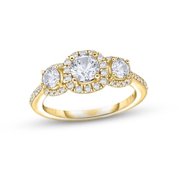 Now + Forever Diamond Three-Stone Engagement Ring 7/8 ct tw Round-cut 14K Yellow Gold