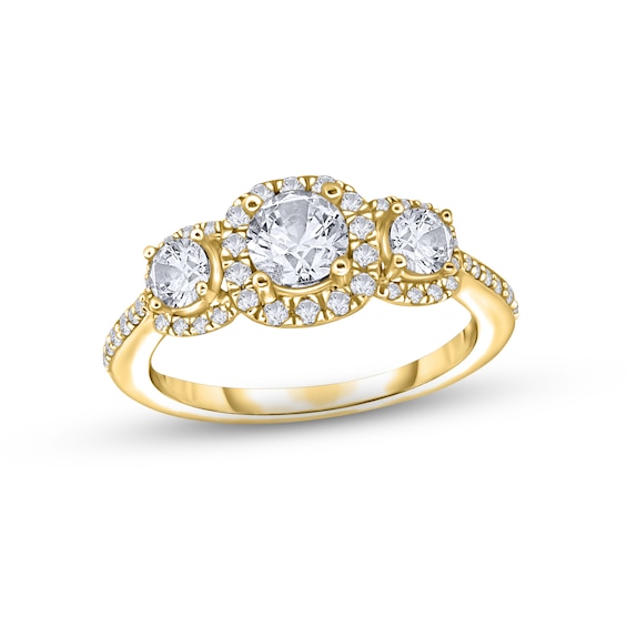 Diamond Three-Stone Engagement Ring 7/8 ct tw Round-cut 14K Yellow Gold