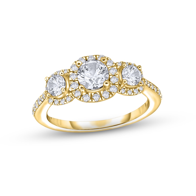 Main Image 1 of Now + Forever Diamond Three-Stone Engagement Ring 7/8 ct tw Round-cut 14K Yellow Gold